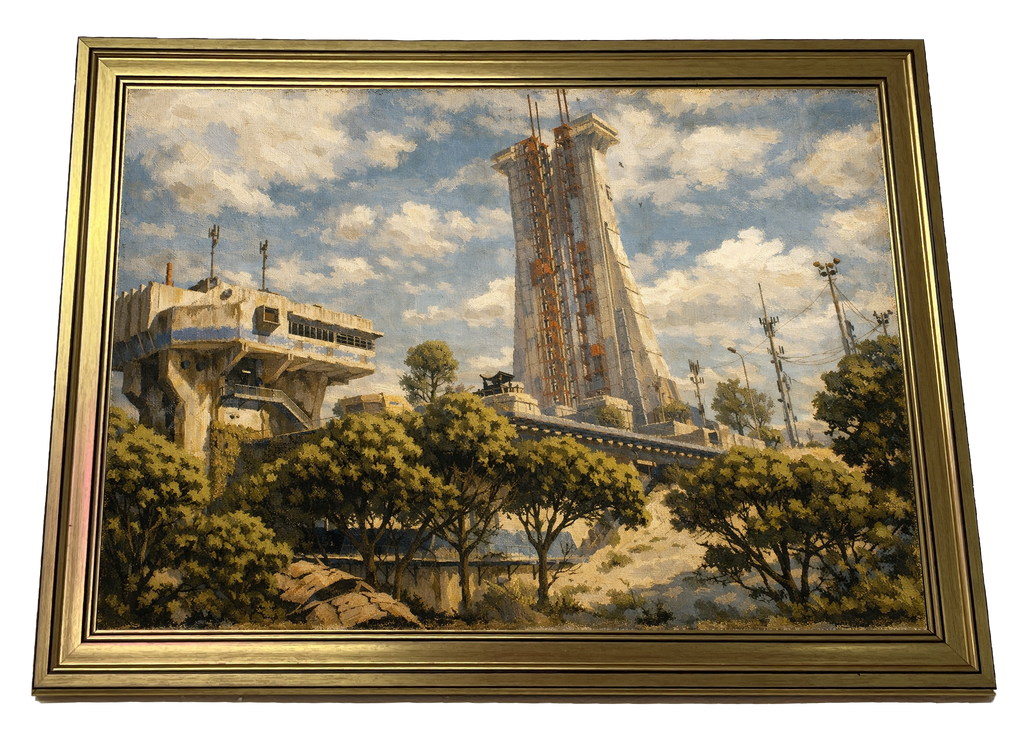 Spaceport The Last Signal Arc Raiders inspired sci fi wall art poster
